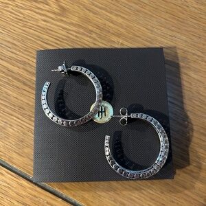 John Hardy Sterling Silver 35 MM Medium Dot Hoop Earrings